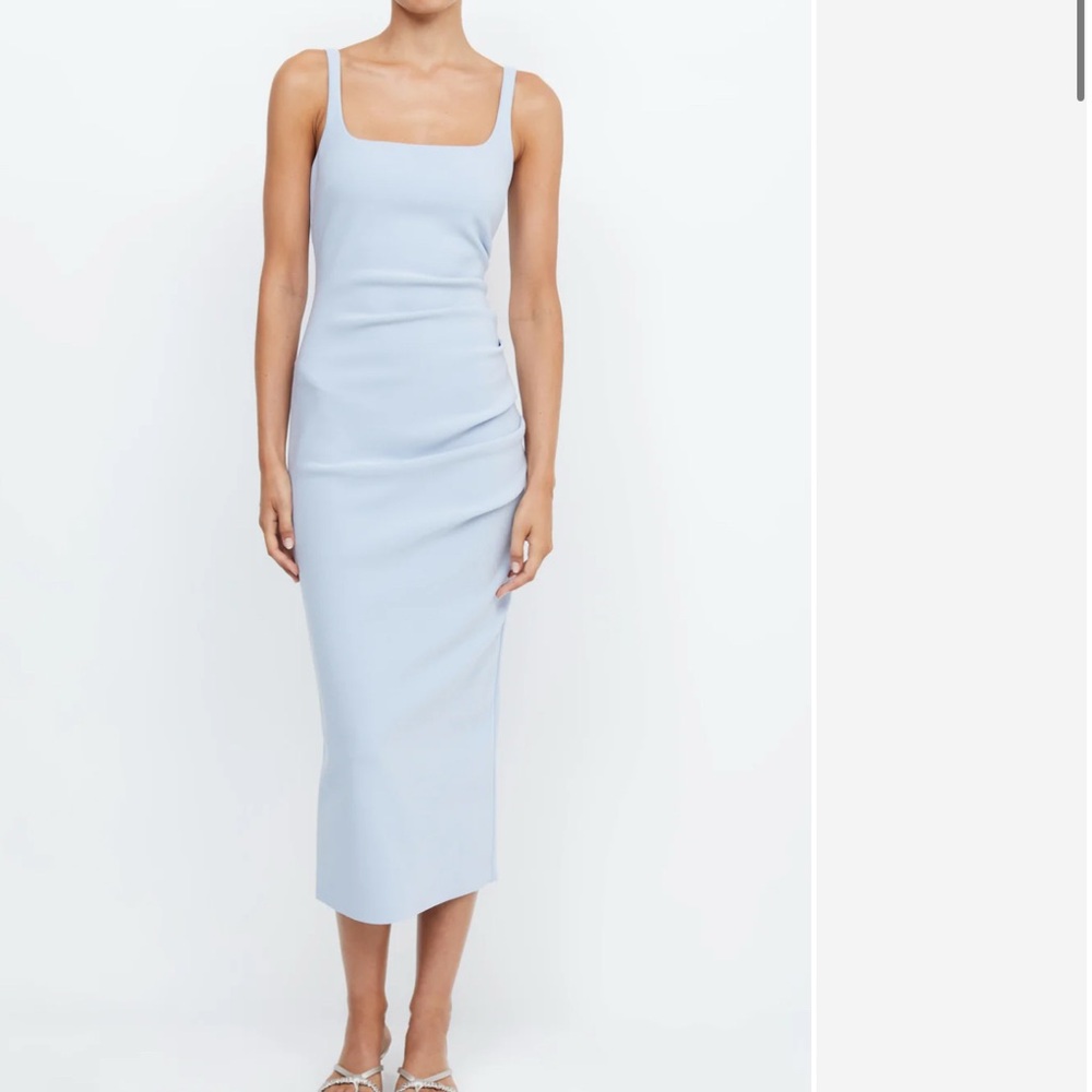Bec & Bridge Be Mine Blue Square Neck Midi Dress